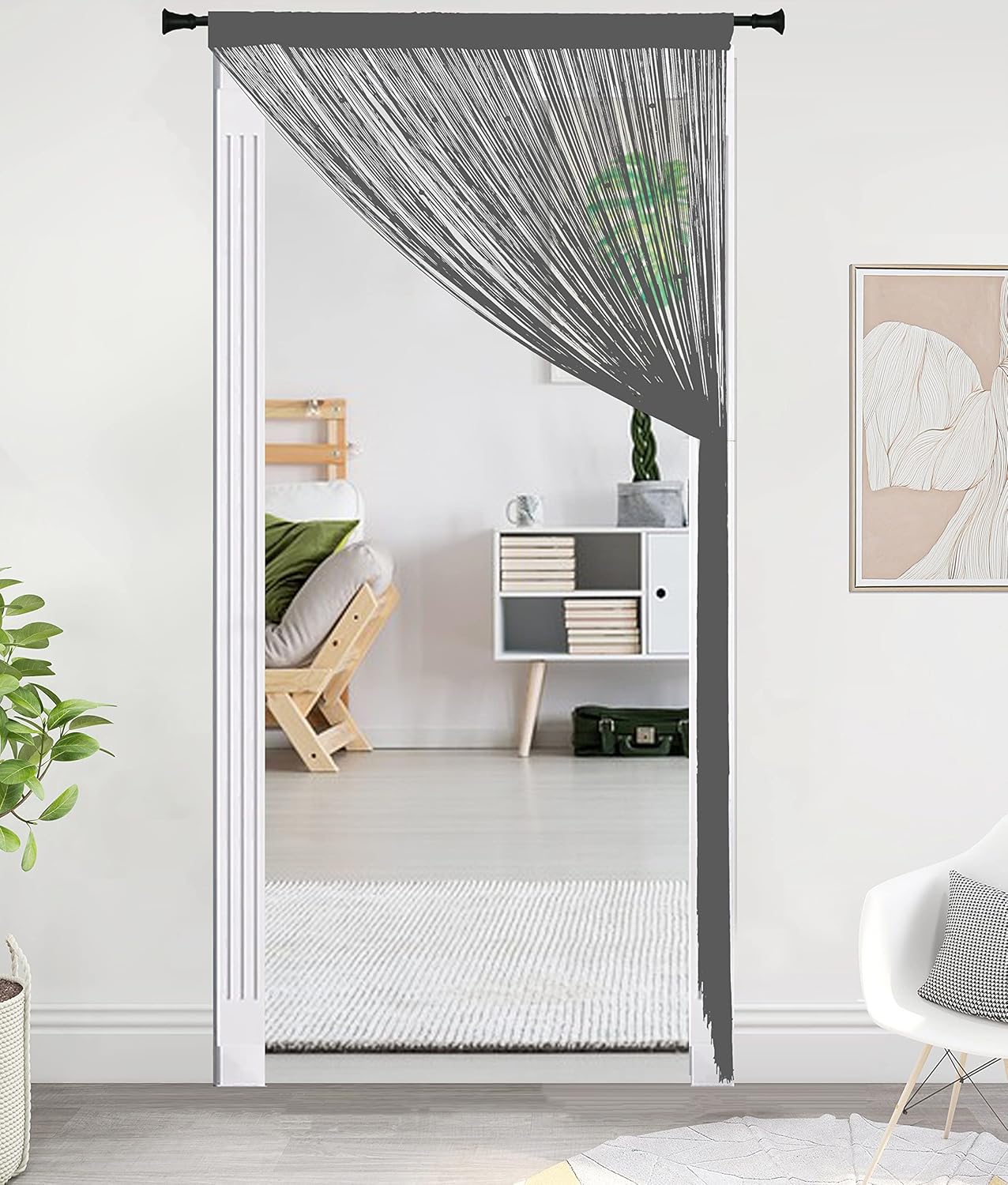 Beads Curtain Door String Curtains for Bedroom Closet Drapes Grey 39x110in