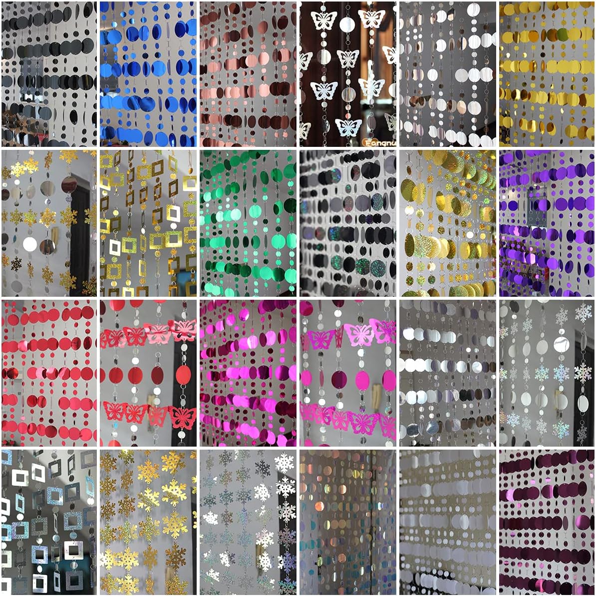 QueenBox 5Pcs 394in Round Sequin Curtain Blue