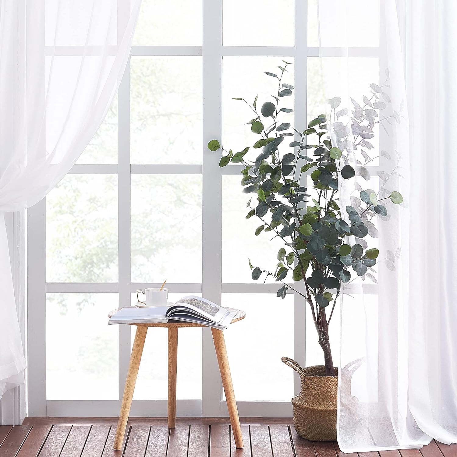 NICETOWN White Sheer Curtains for Sliding Glass Door