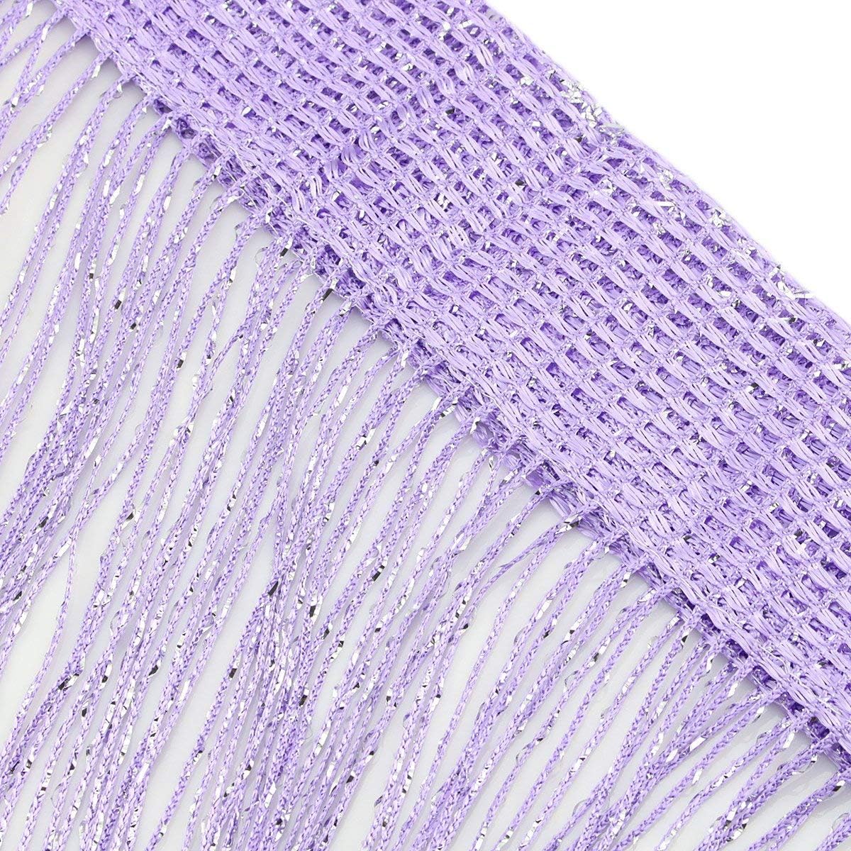 Topixdeals Door Curtain with Silver Ribbon Fringe