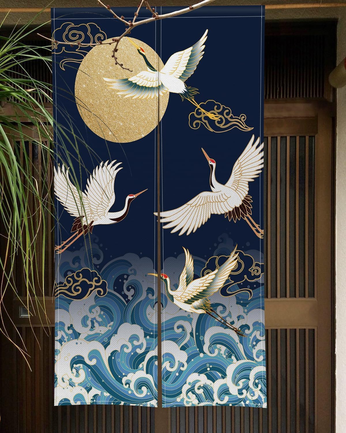 ChloropLastid Japanese Noren Door Curtain in Gold