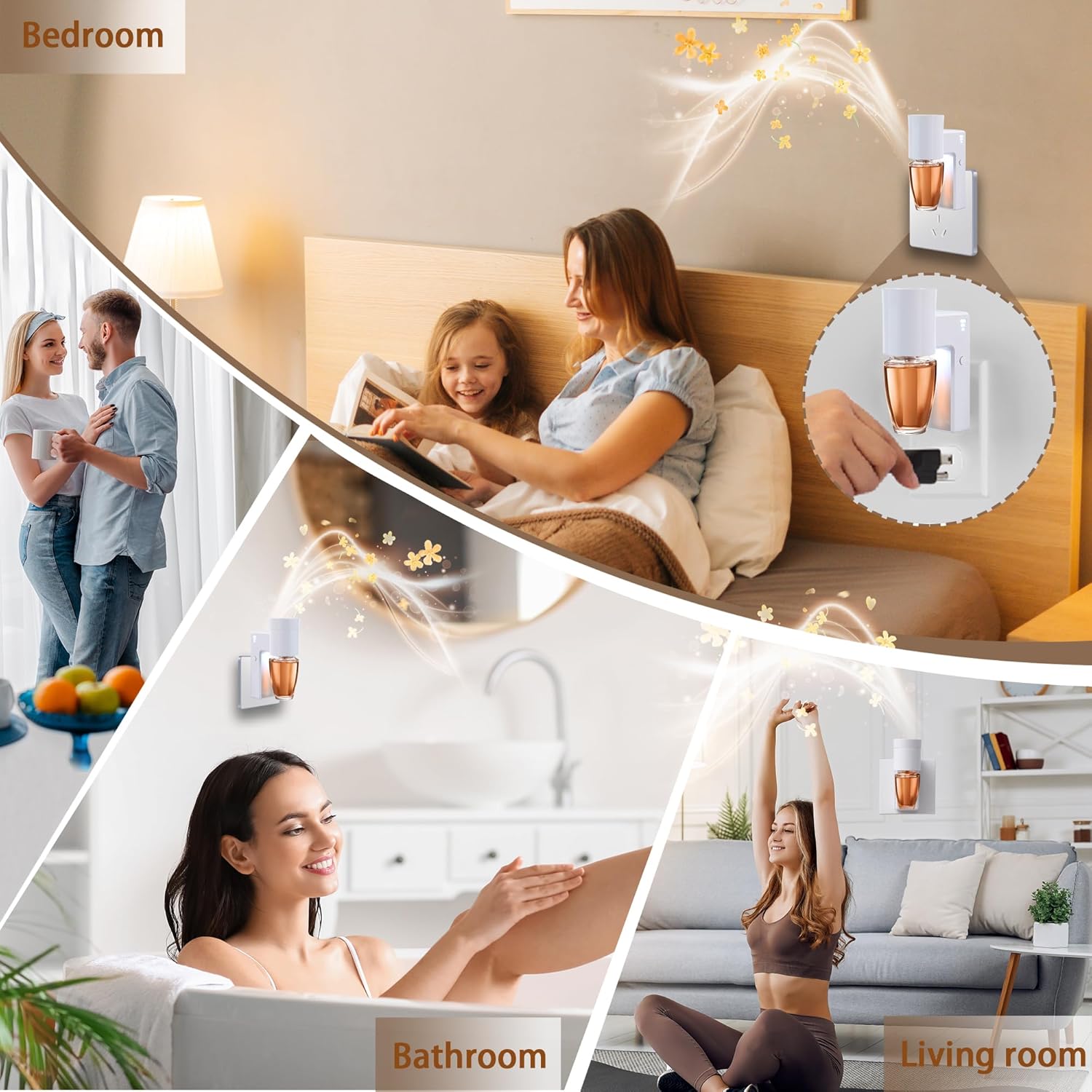 2 Pcs Wall Fragrance Plug In with Night Light and Adjustable Diffuser