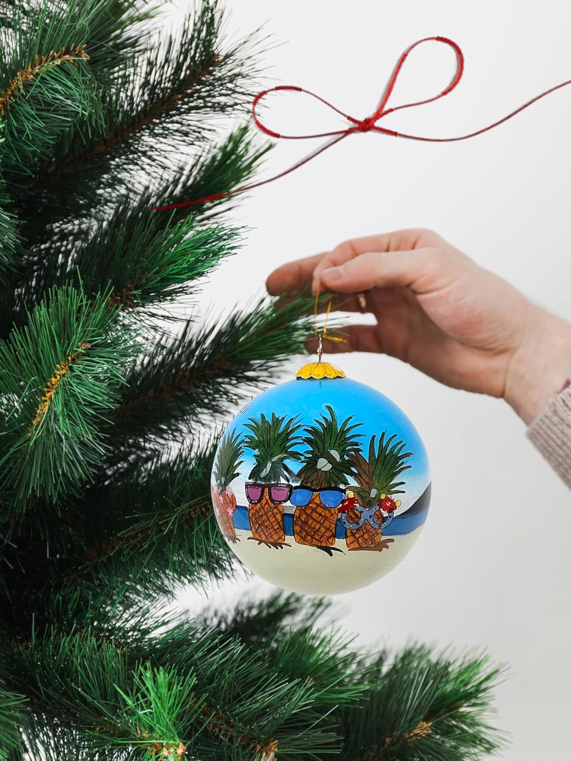 Chill Pineapple Vibes Hawaiian Christmas Ornament 1