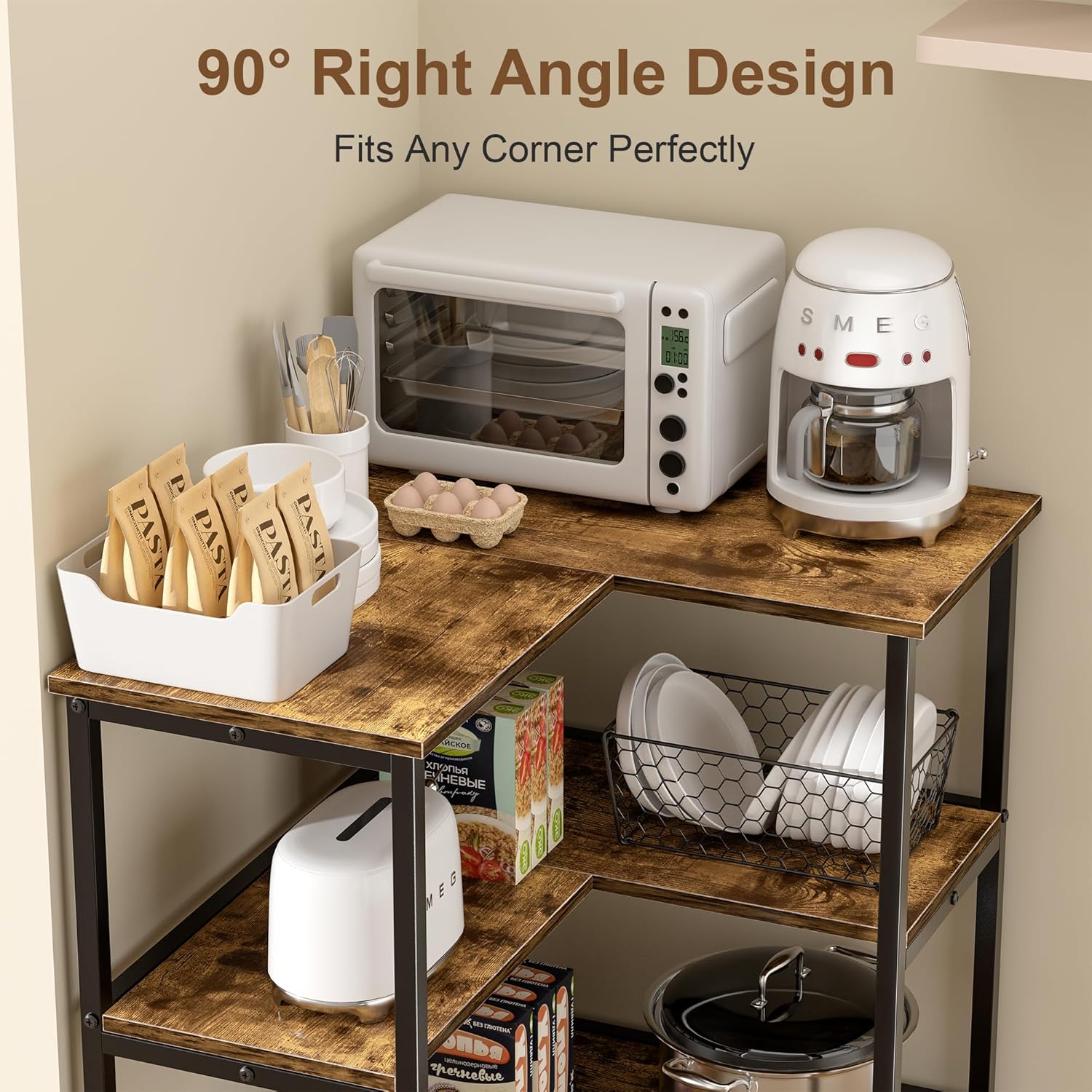 VECELO Corner Cabinet Table 3 Tier Storage Stand