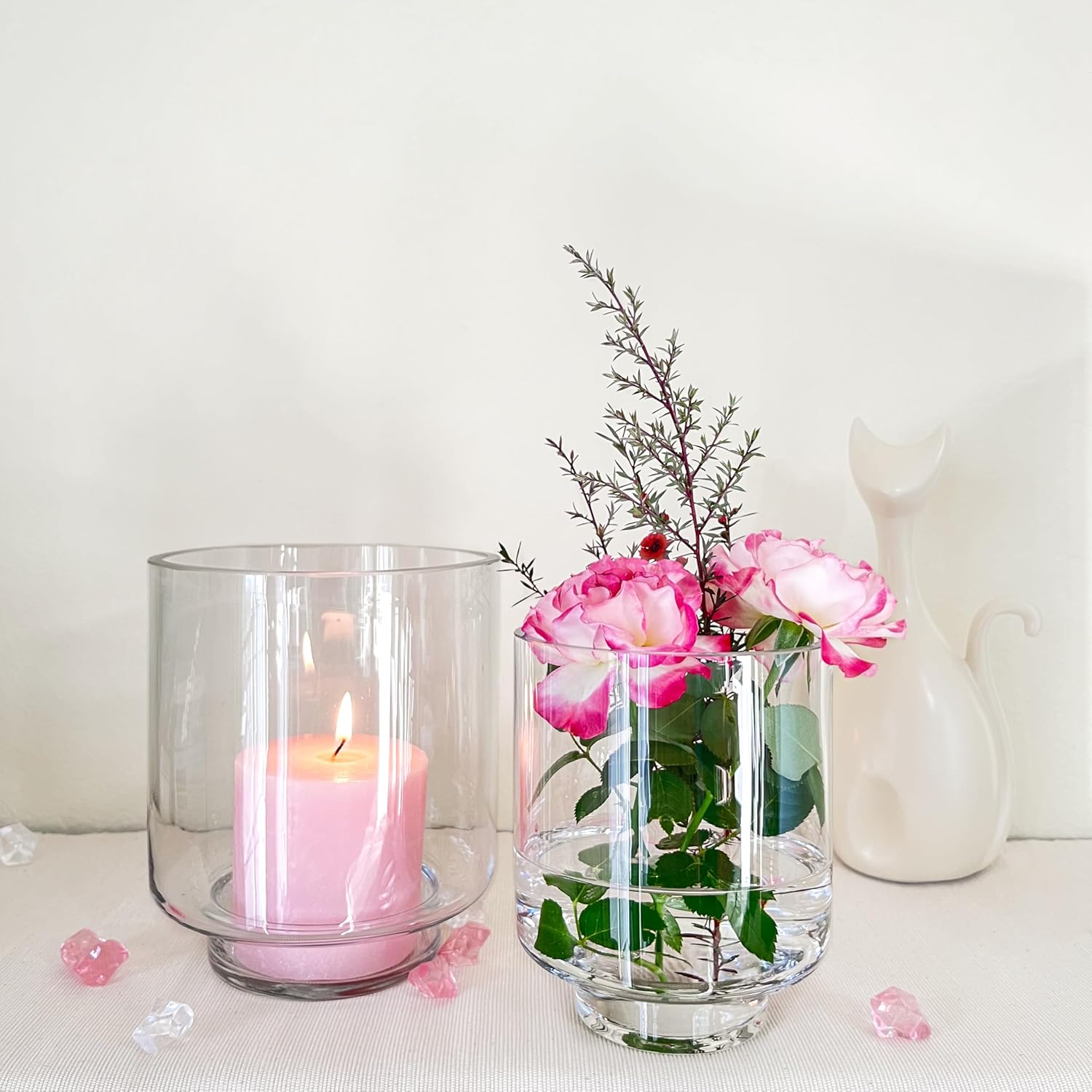 CYS EXCEL Clear Glass Hurricane Candle Holder Vase 55 x 45 Inch