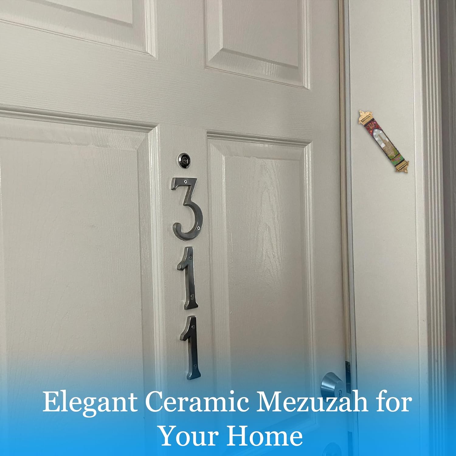 Majestic Giftware Ceramic Mezuzah Case with Jerusalem Design