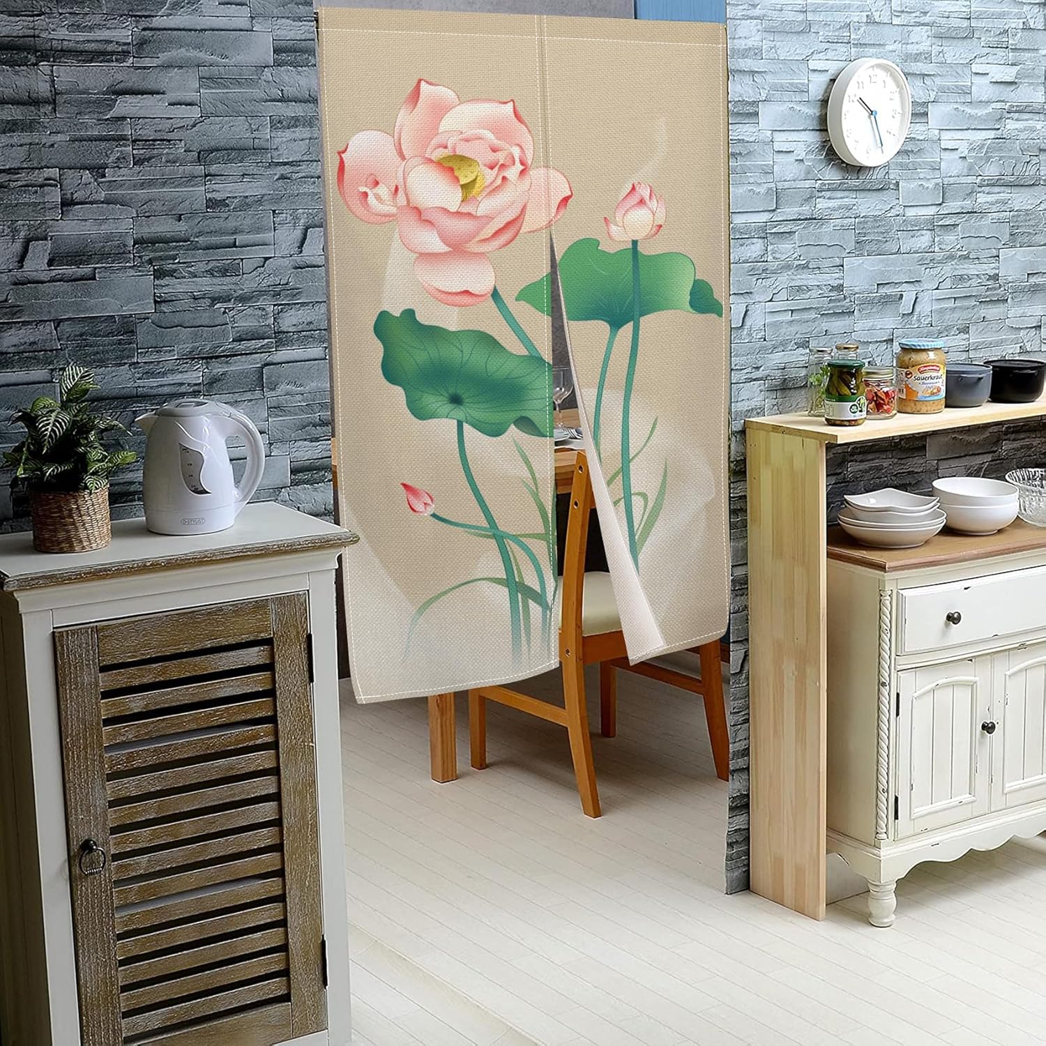 Pink Lotus Flower Noren Door Curtain Door Tapestry