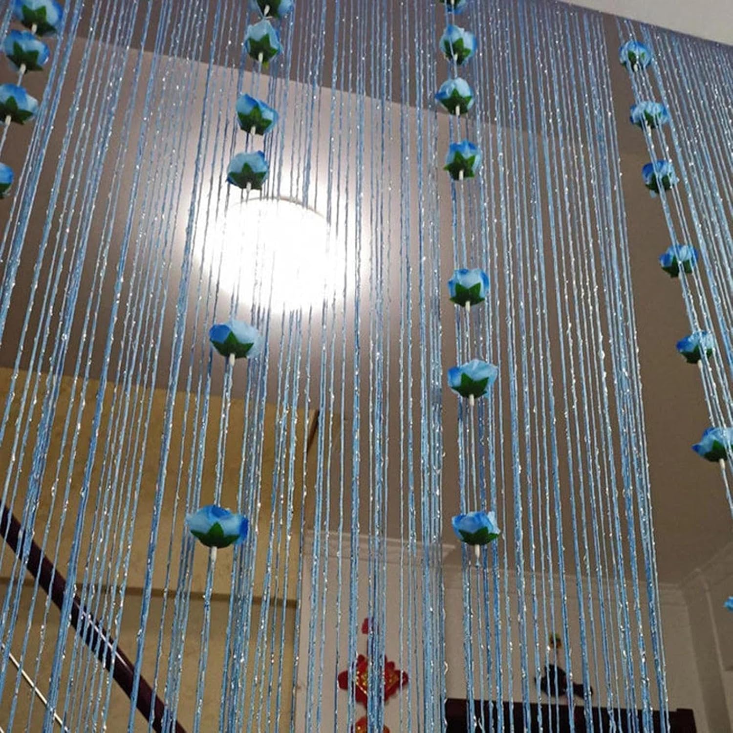 Generic Rose Thread Door Curtain 100x200cm Blue