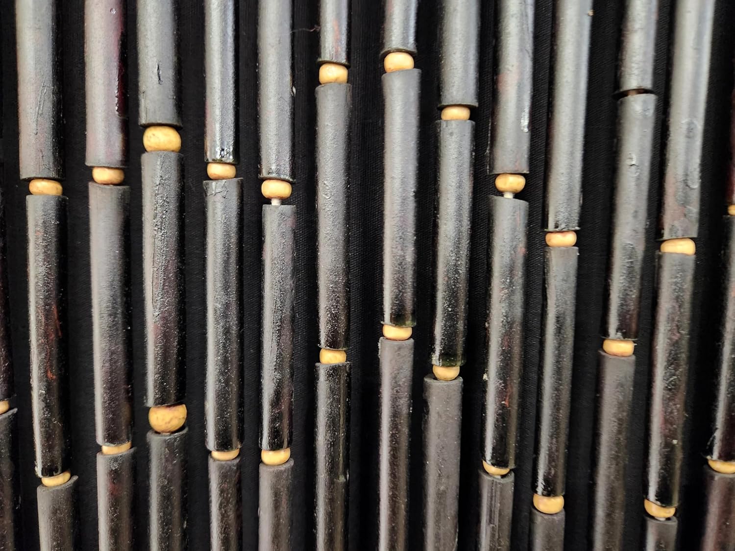 ABeadedCurtain - Black Door Beads Beaded Curtain with Bamboo Beads