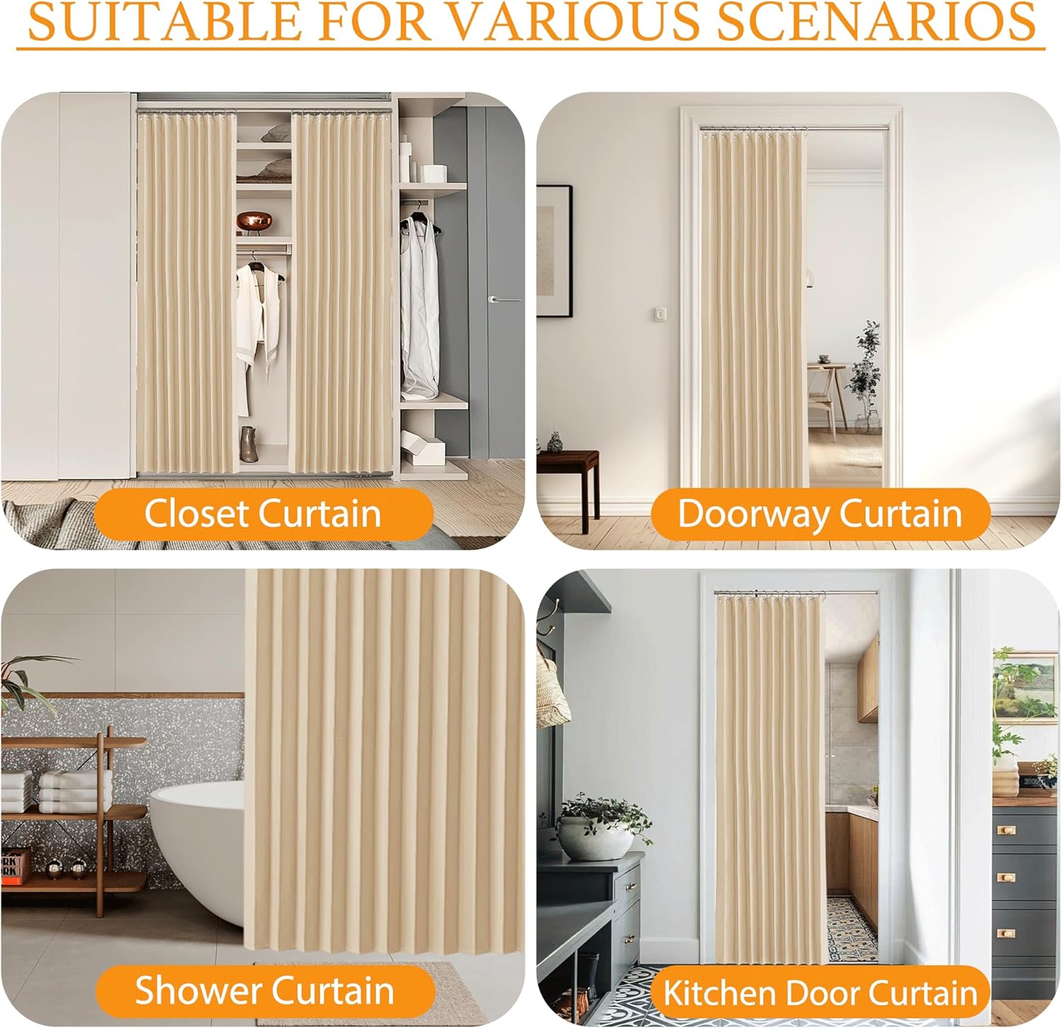 RYB HOME Biscotti Beige Grommet Curtain Panel