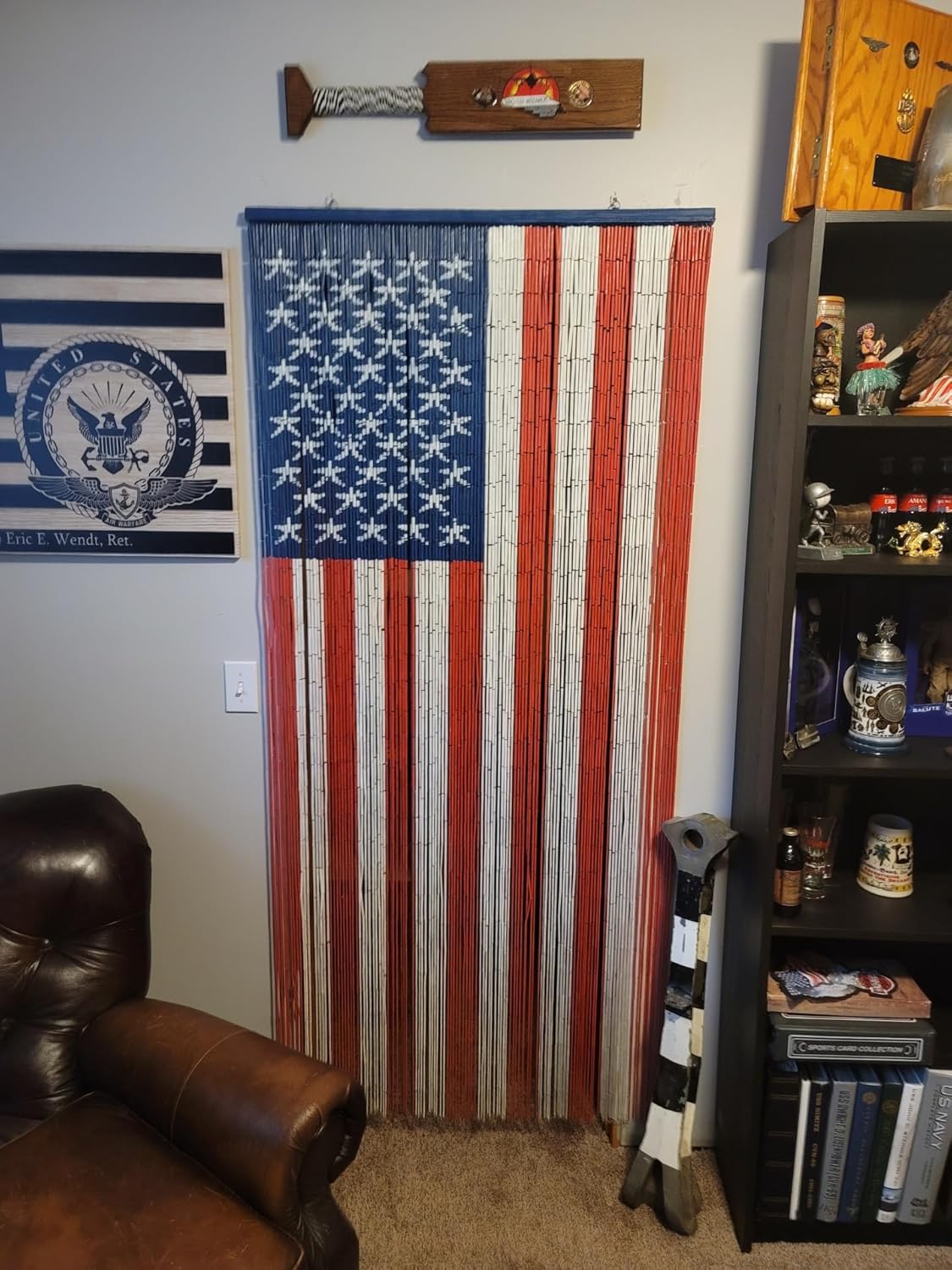 ABeadedCurtain 125 String American Flag Beaded Curtain Handmade with 4000 Beads