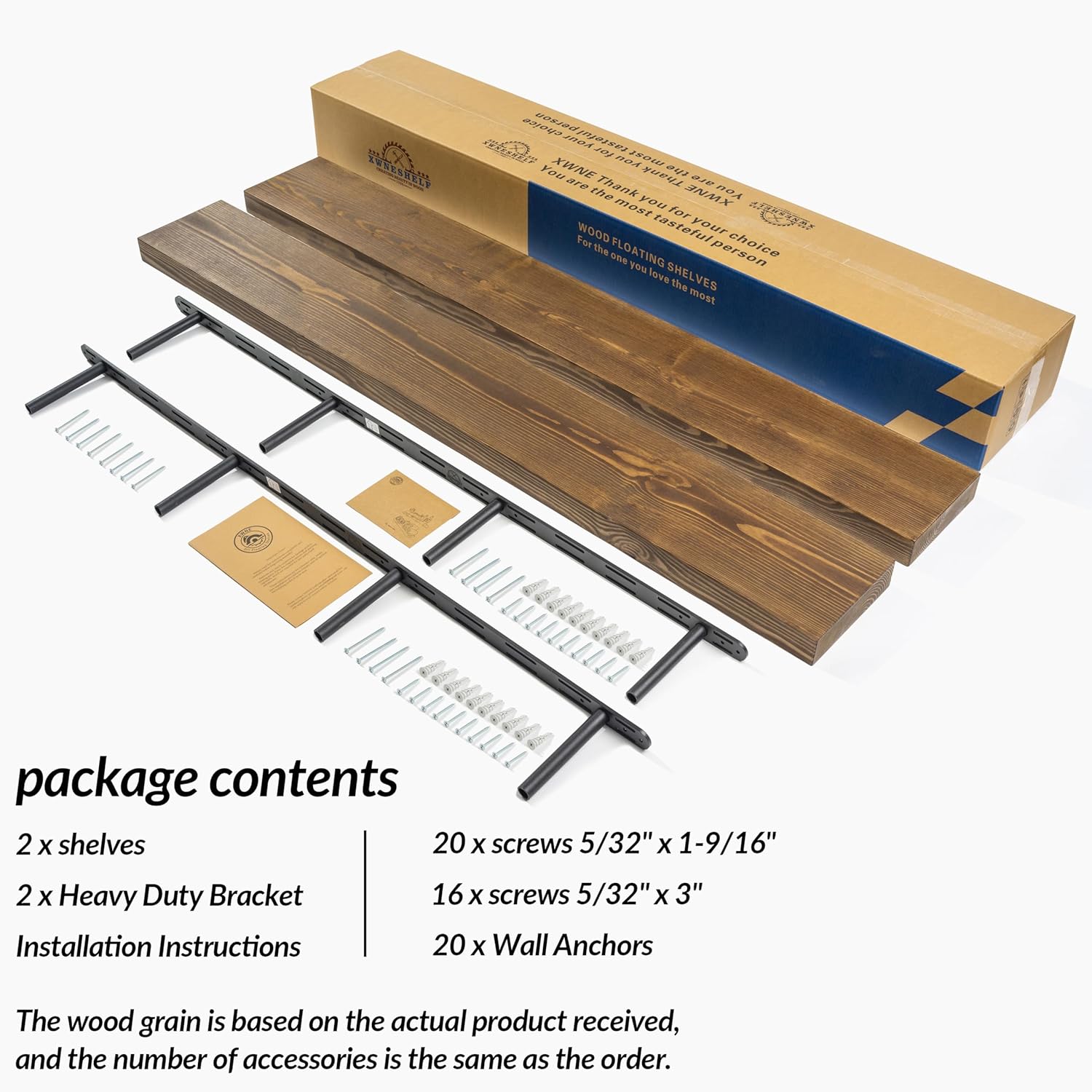 Rustic Floating Shelves 60 Inch Set of 2 Walnut