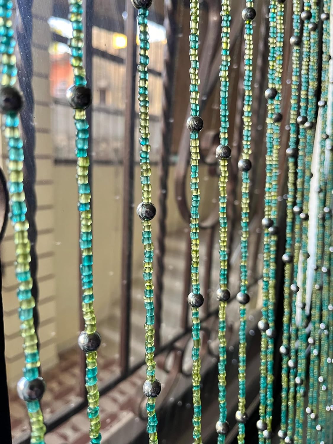 Bohemian Hippy Beaded Curtain for Doorways Green 76 Inch