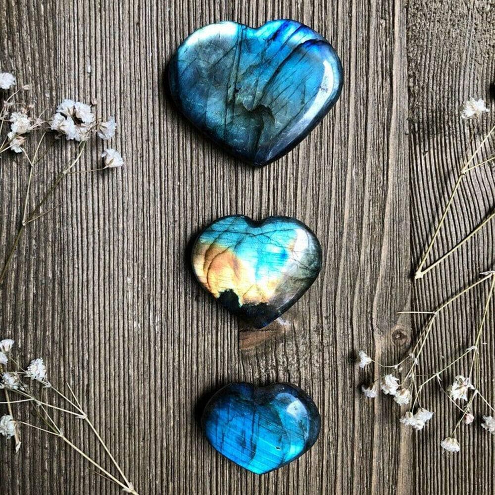 Wixine Crystal Heart Moonstone Labradorite Healing Stone for Reiki and Meditation