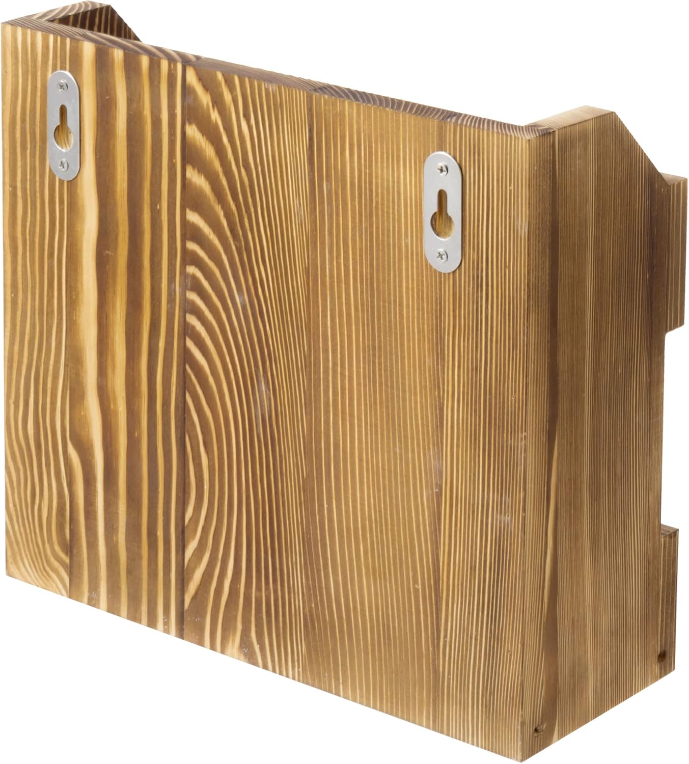 MyGift Rustic Burnt Wood Magazine Holder with Chicken Wire Rail