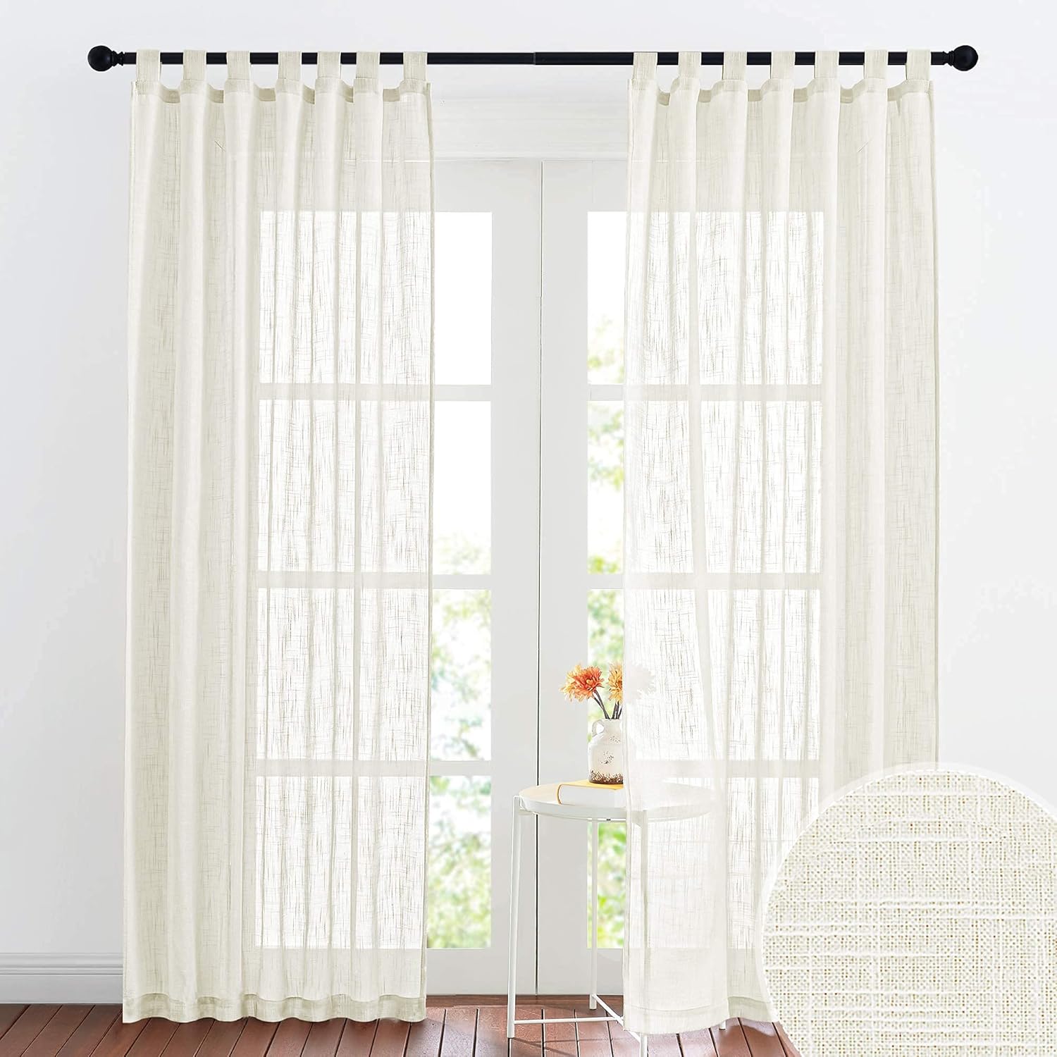 RYB HOME Natural Sheer Curtains 52x84 Living Room