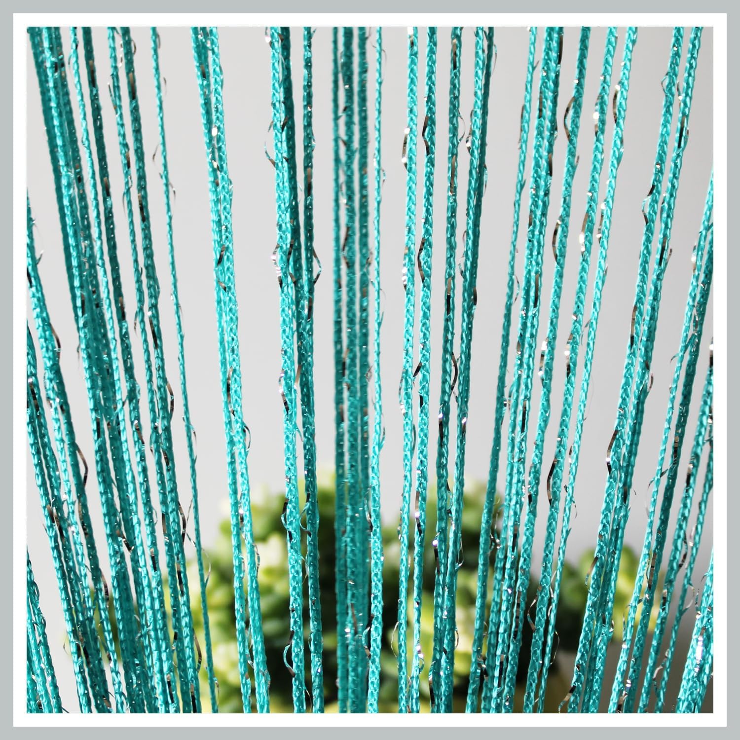 Glitter Beaded Curtain Panel Blue 39x79 Inches