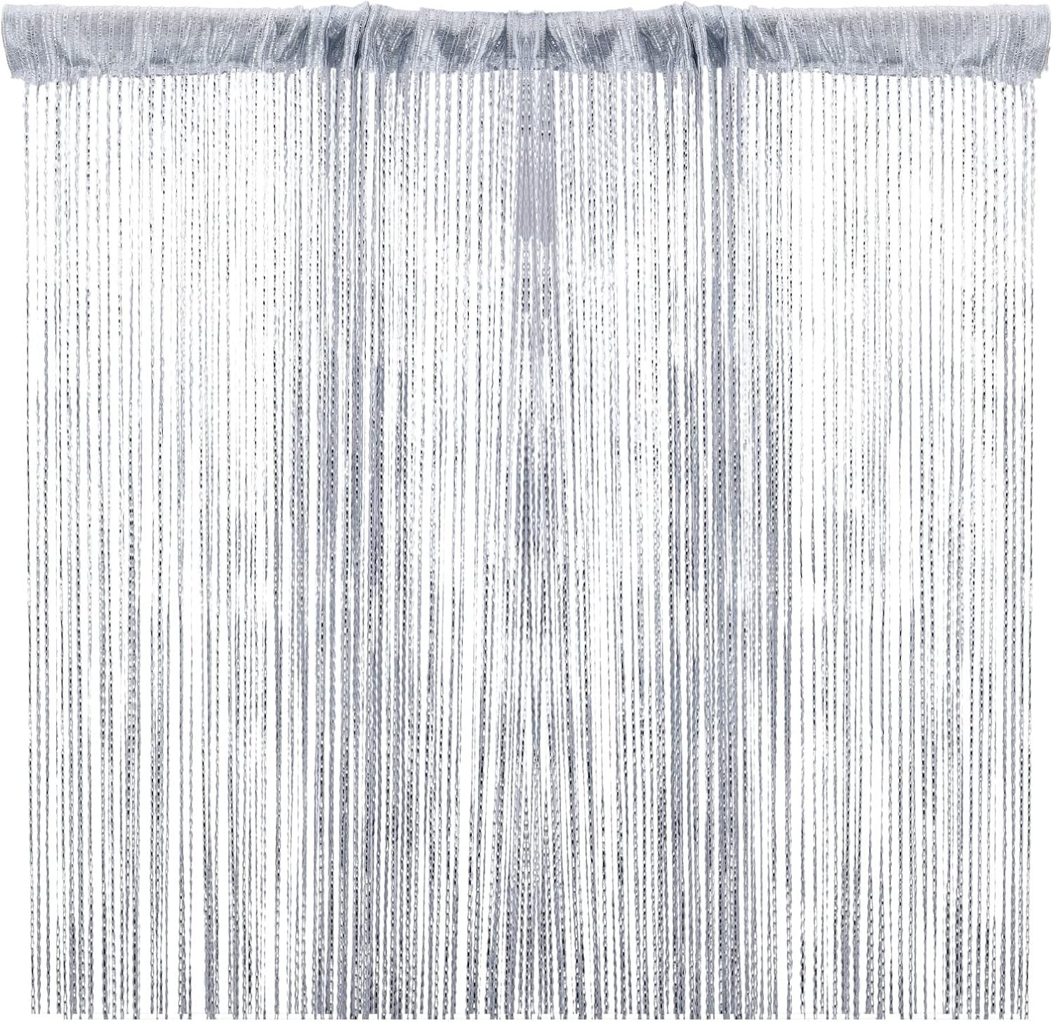 Sparkle String Curtains for Door 79x40inch Silver