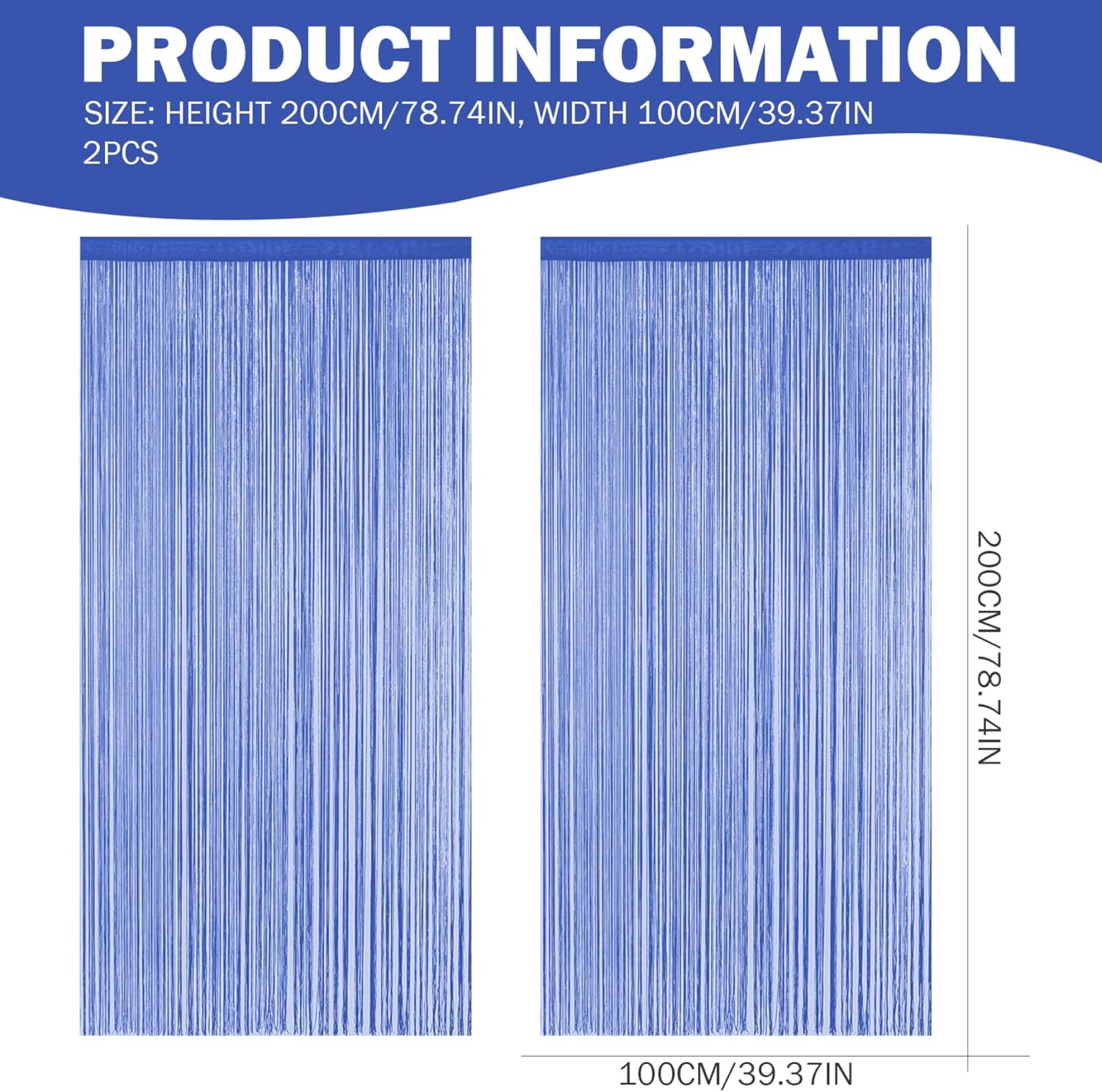 2Pcs Dark Blue String Curtains for Doorways