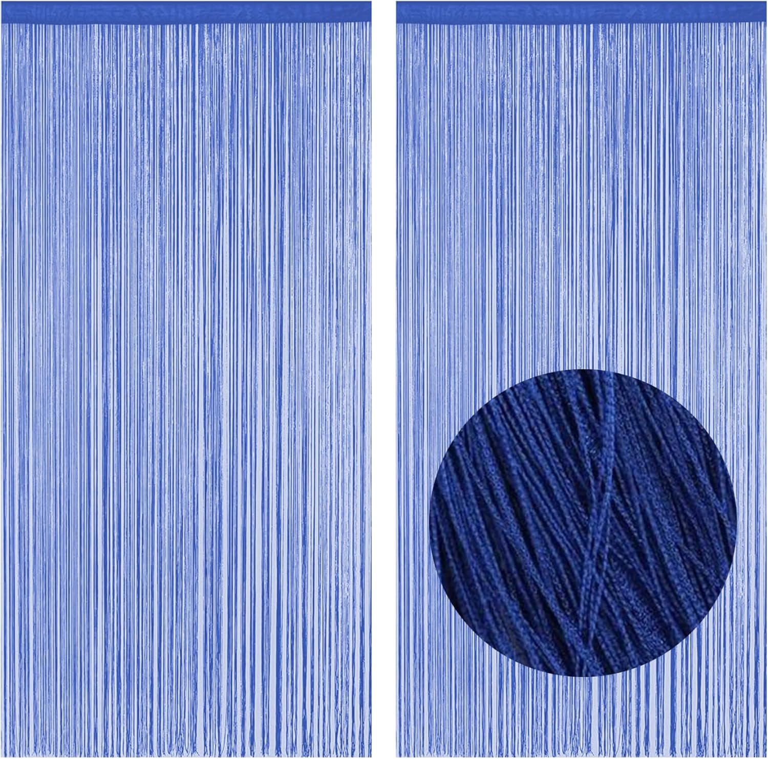 2Pcs Dark Blue String Curtains for Doorways
