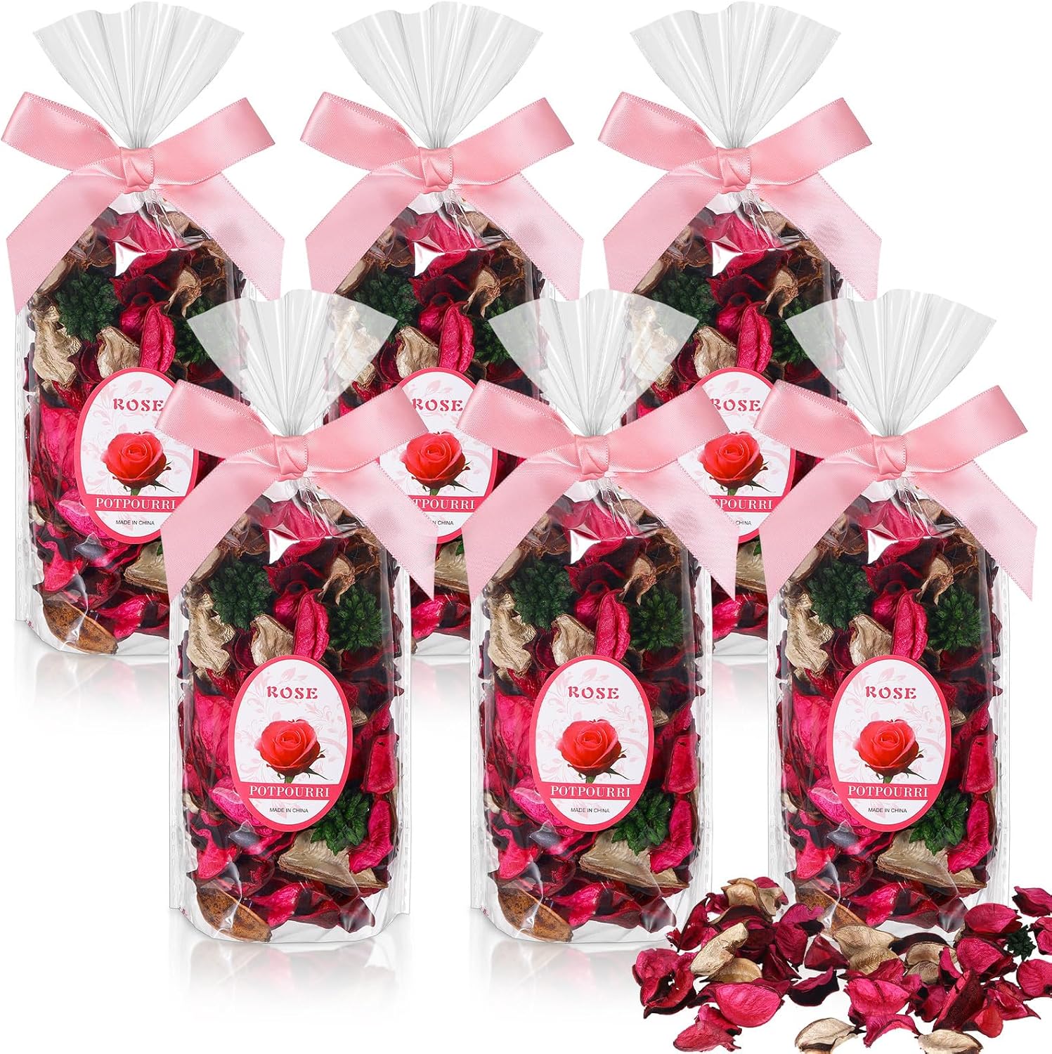 Nuanchu 6 Pcs Rose Red Potpourri Bags Scented Vase Fillers