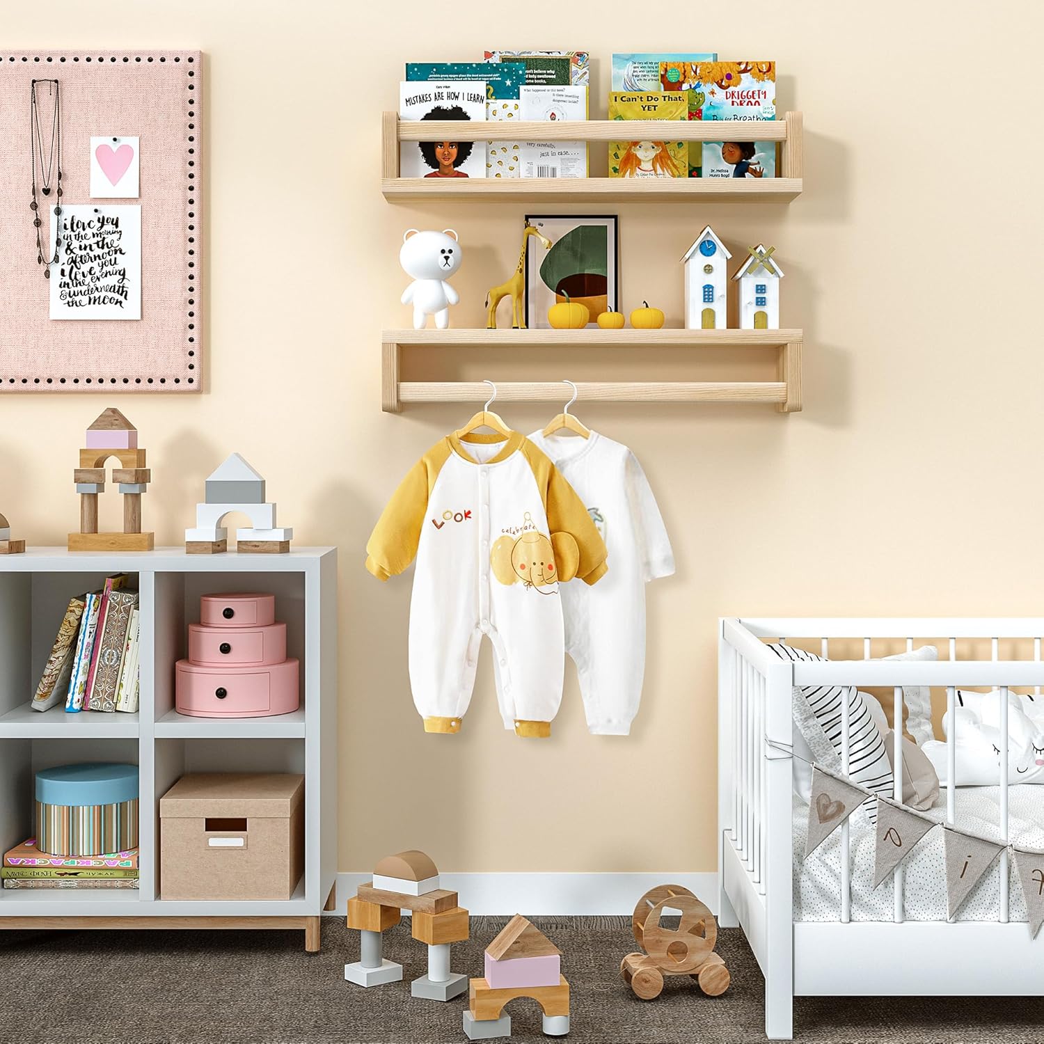 Heimlove Floating Bookshelf Set of 2 for Nursery Wall