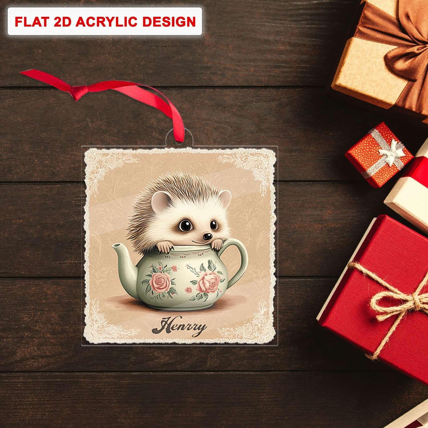 Personalized Name Hedgehog Hanging Ornament