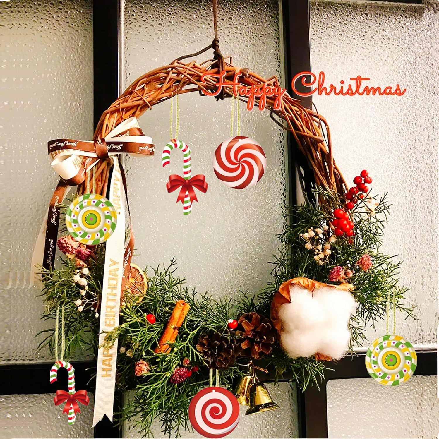 24pcs Candy Wood Christmas Hanging Ornaments
