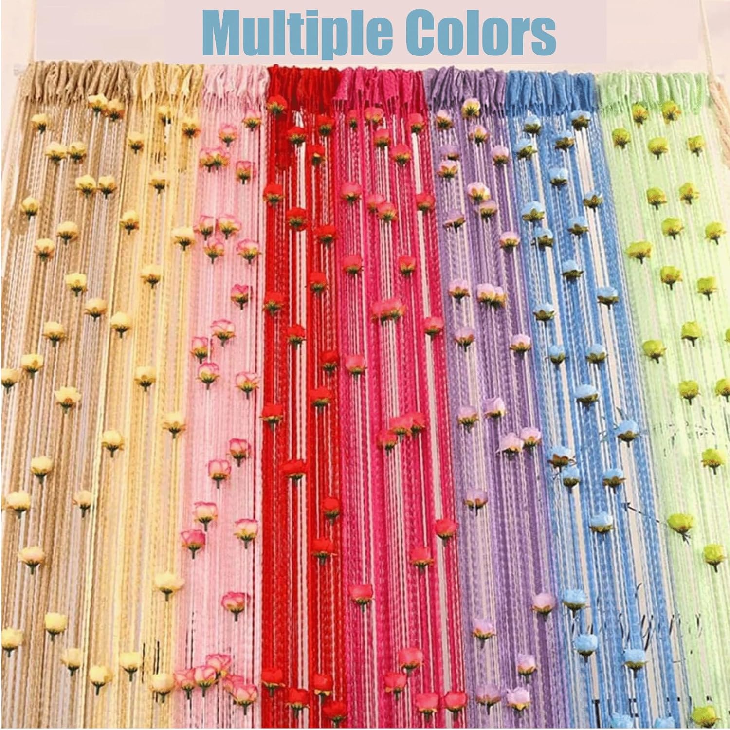 Rose Thread Curtain 39x79 Inch Door Tassel with Red Roses