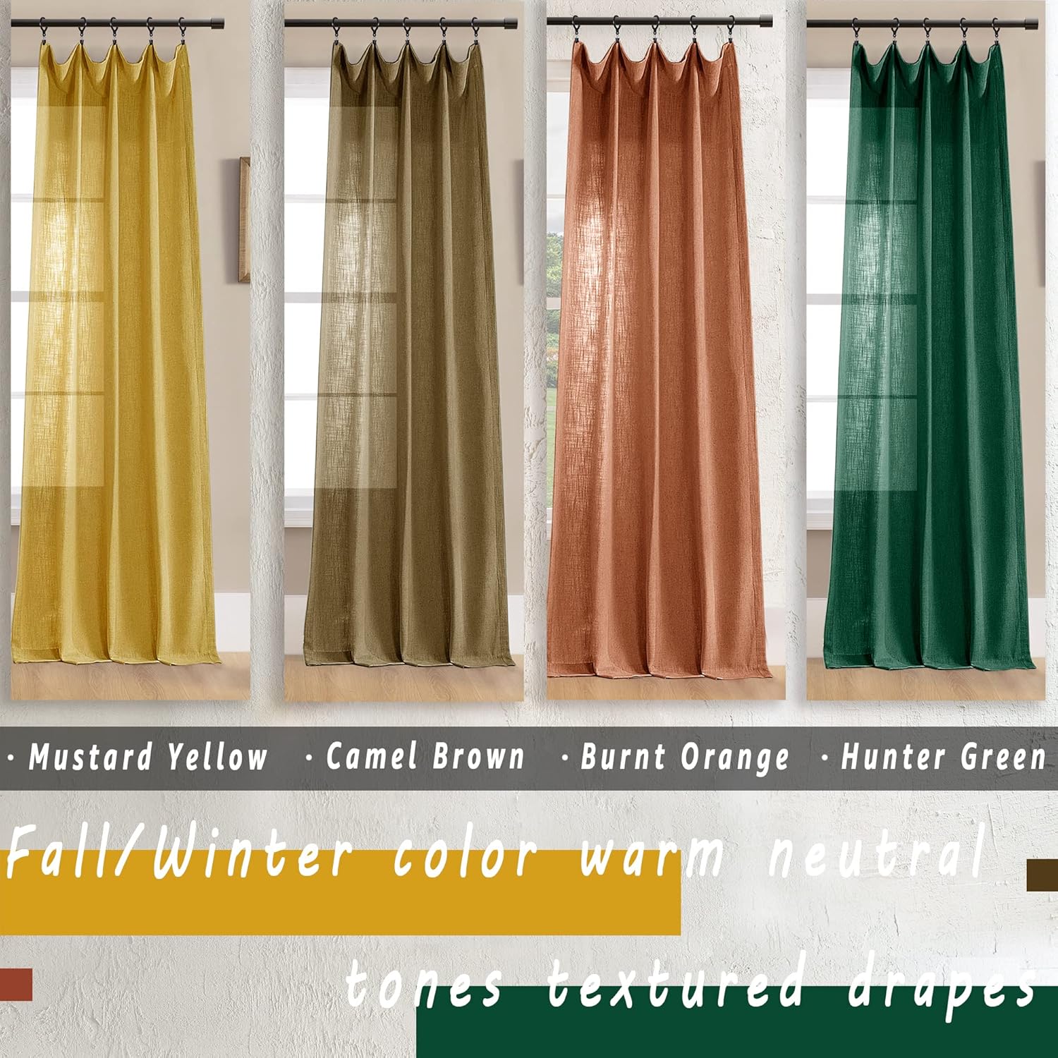 SHINELAND Light Brown Curtains 2 Panels Dark Mocha