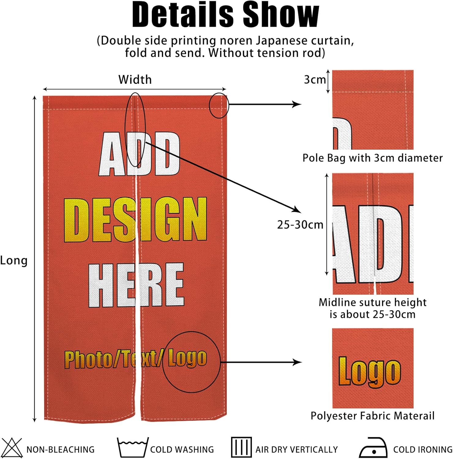 Custom Double Sided Door Curtain Noren with Photo Text Logo