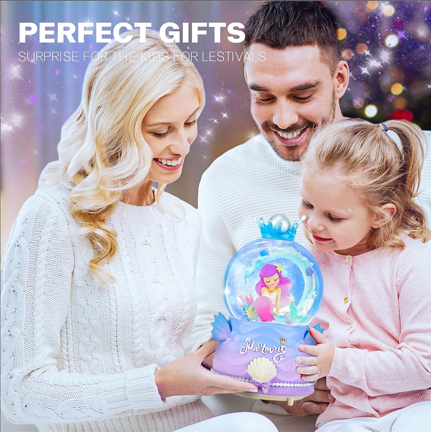 BREIS Mermaid Snow Globe with Music and LED Lights