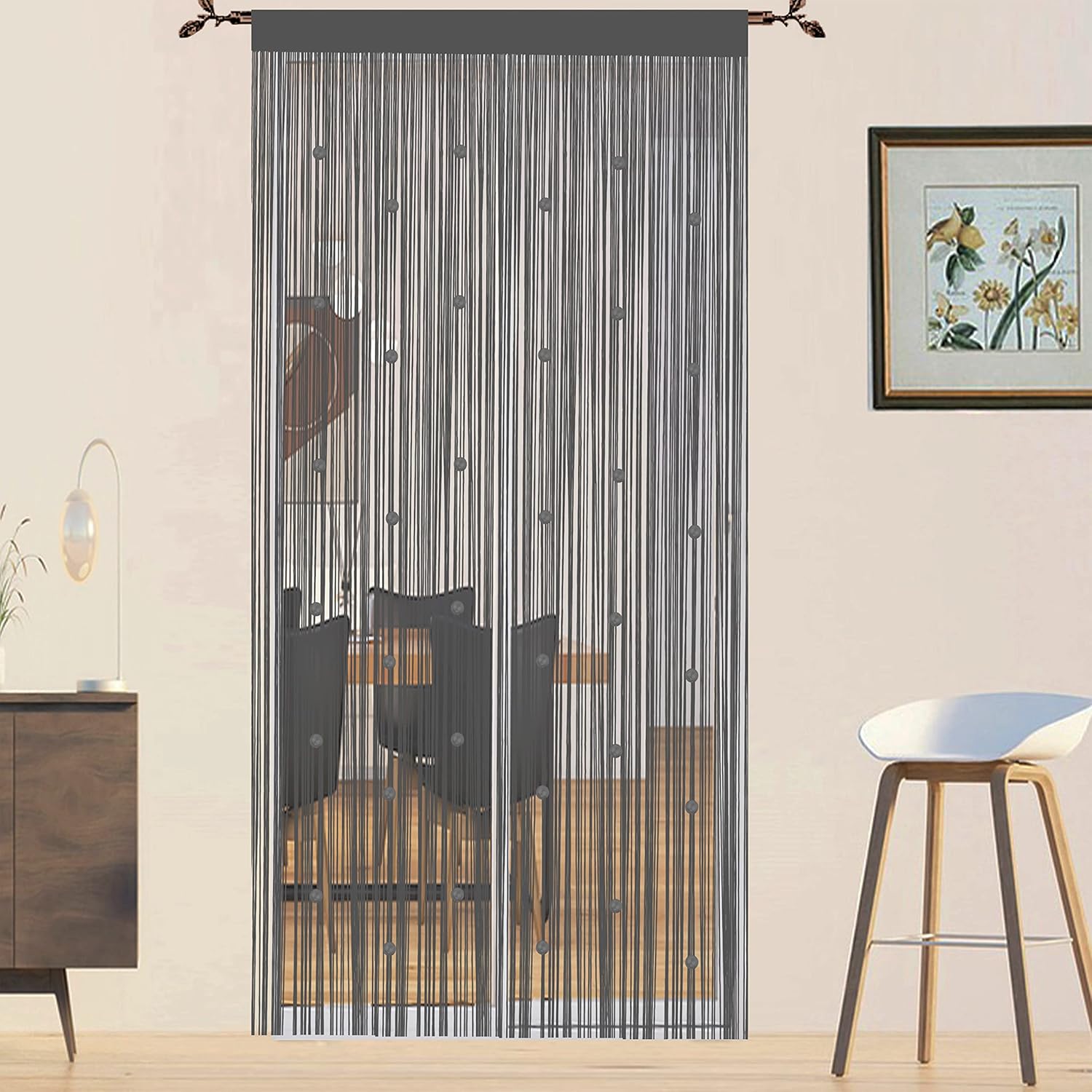 Beads Curtain Door String Curtains for Bedroom Closet Drapes Grey 39x110in