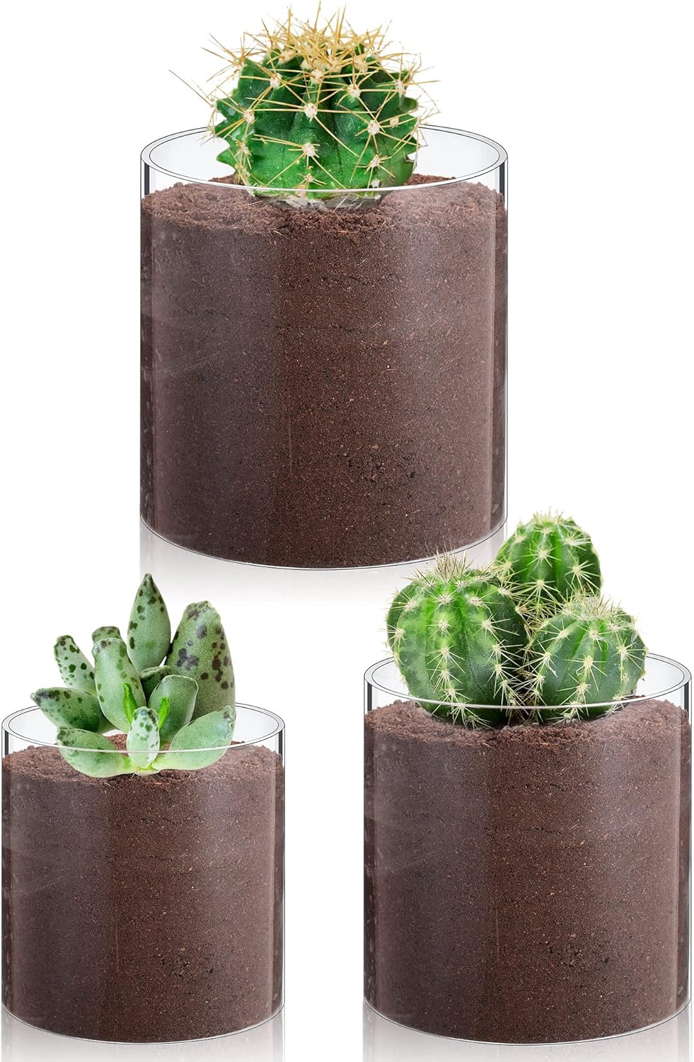 Meekoo 3 Piece Clear Acrylic Cylinder Vase Set