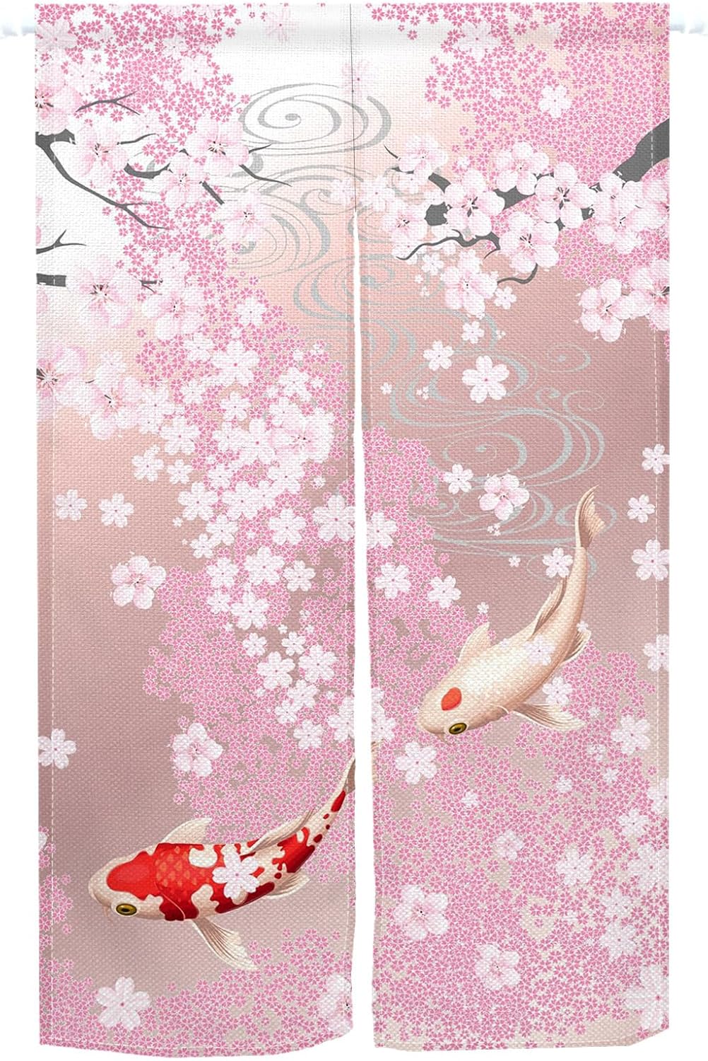 Japanese Pink Cherry Blossom Koi Noren Curtain 335x709