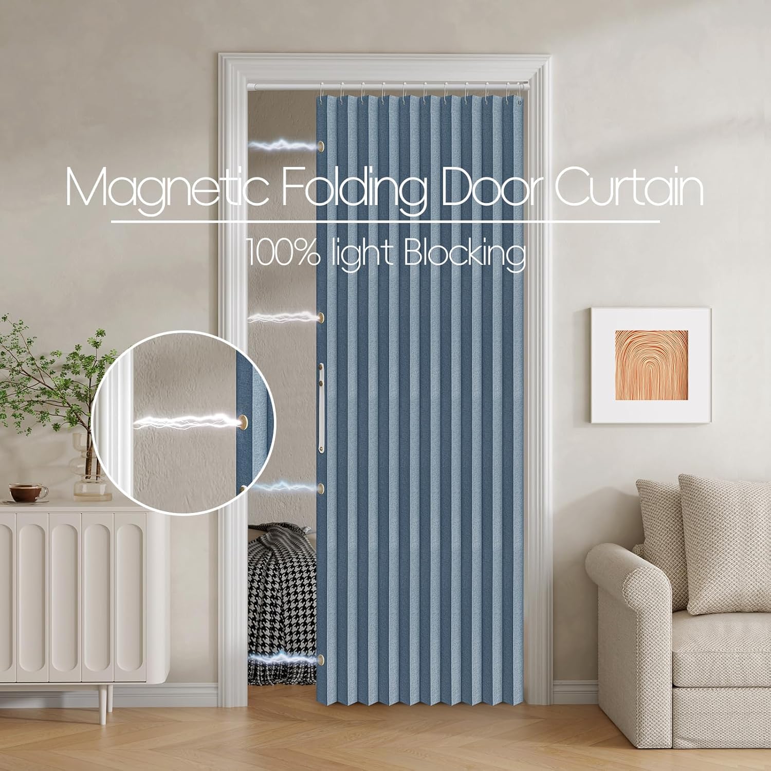 Jilron Blackout Folding Door Curtain with Magnetic Closure - 1 Panel