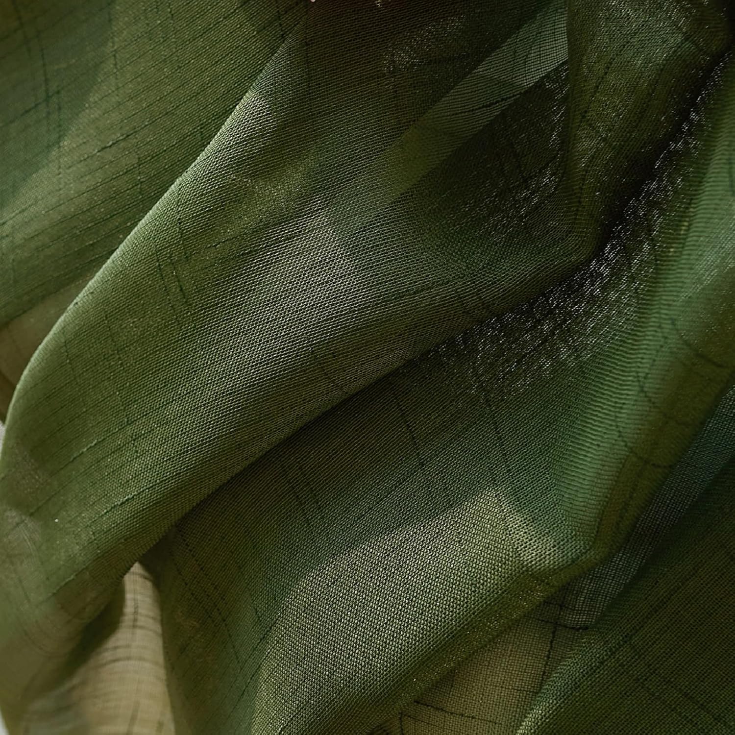 Olive Green Sheer Curtains 84 Inches 2 Panels
