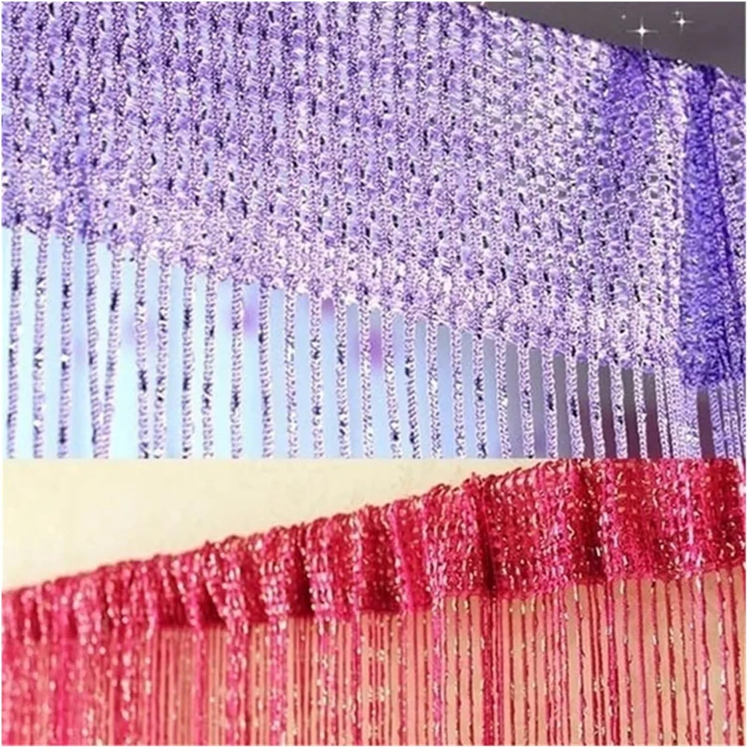 Shiny Tassel Door Divider Curtain 95x200CM Blue
