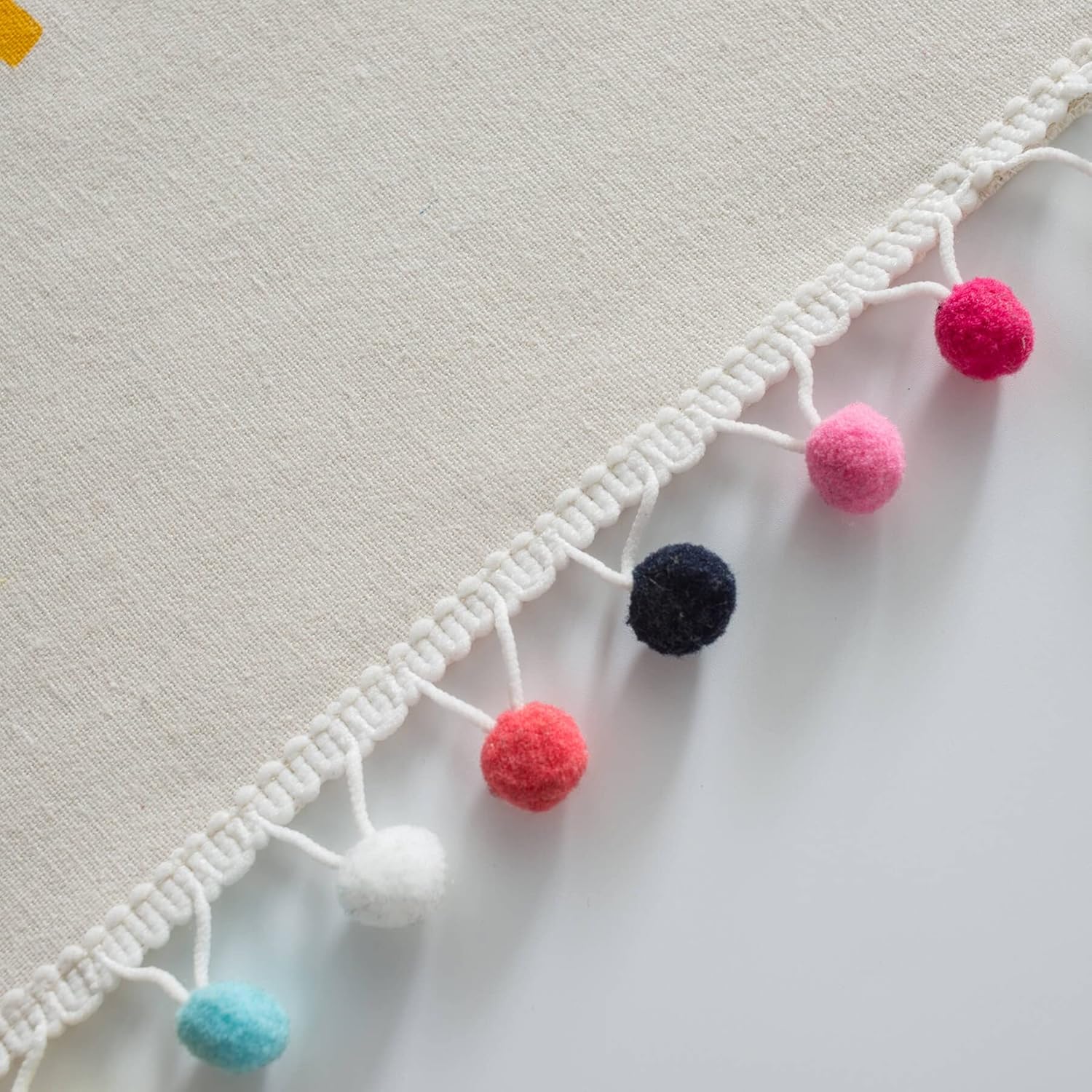 VOGOL Cotton Linen Pom Pom Tasseled Curtains 59x79 Inches