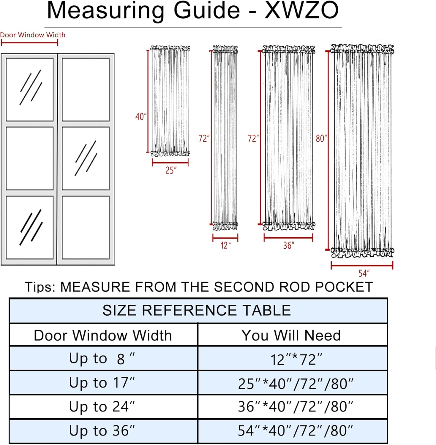 XWZO Door Curtains 36x80 Inches Blackout Panel Rod Pocket
