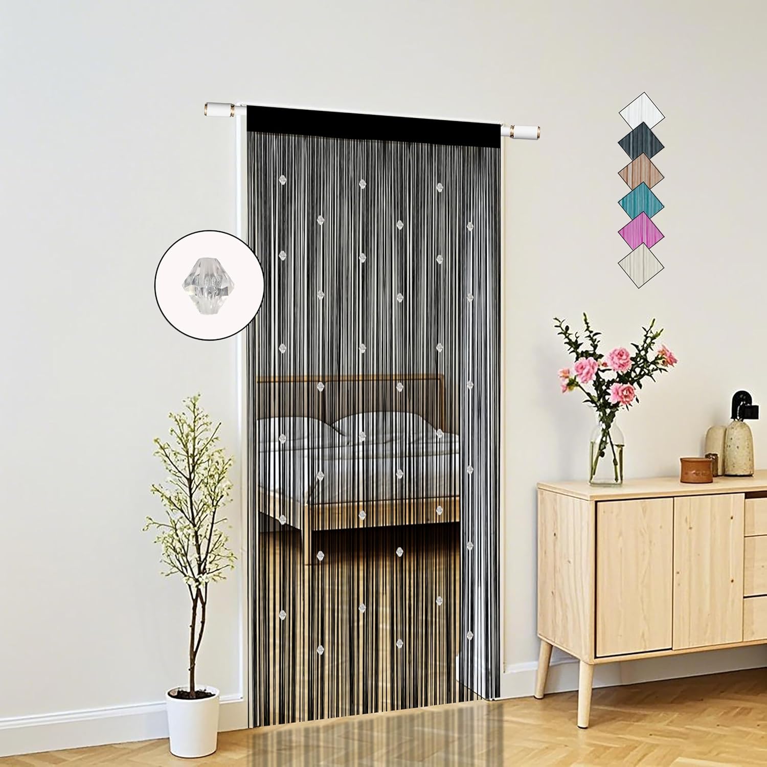 Beaded String Curtains for Boho Bedroom Decor