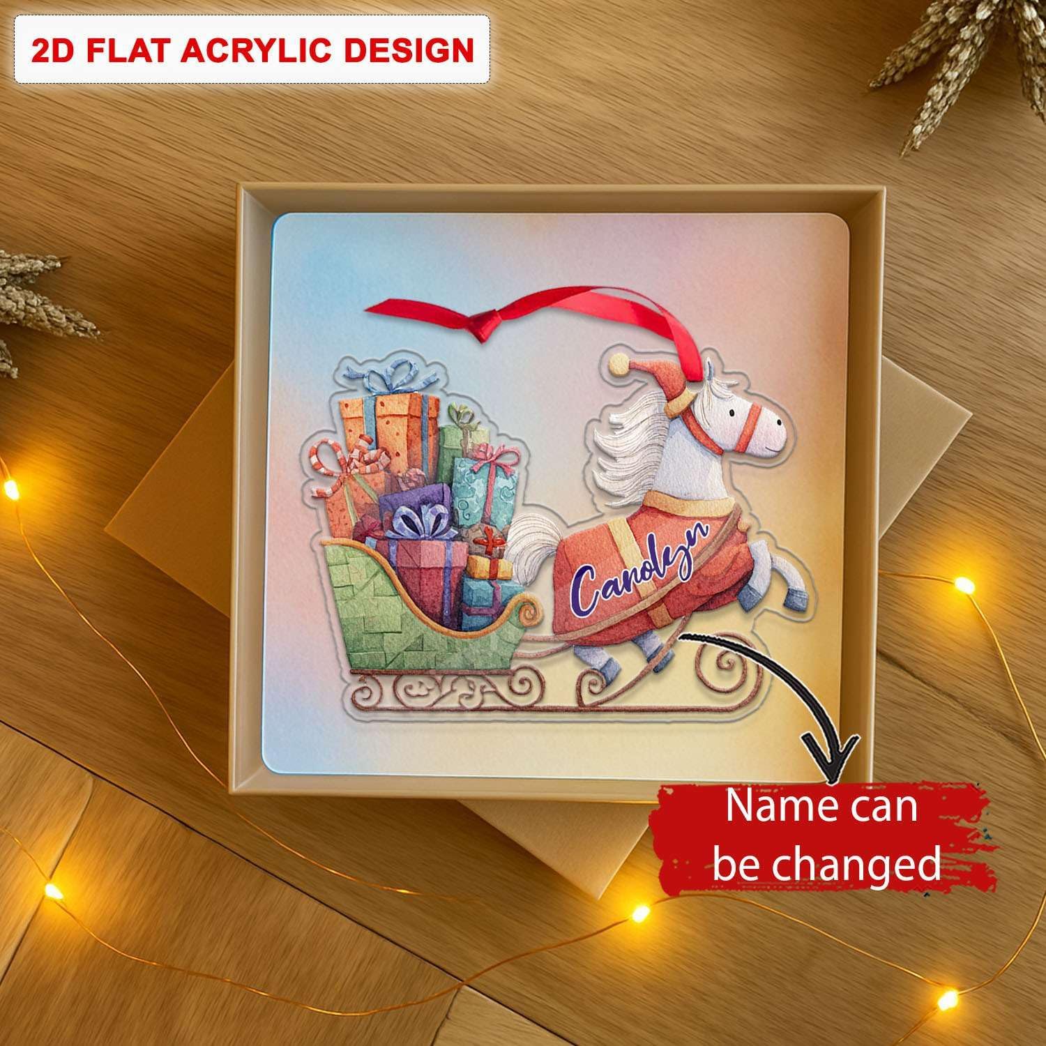 Personalized Horse Sleigh Christmas Ornament with Name