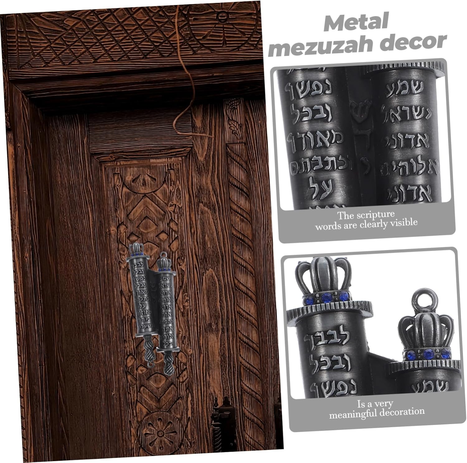 Retro Metal Mezuzah Door Decoration for Jewish Home