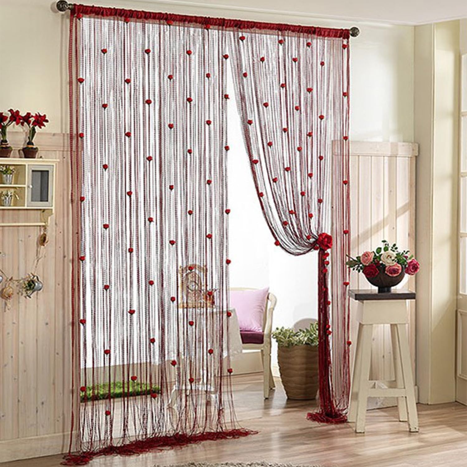 RJDJ Rose Thread Door Curtain - Blue