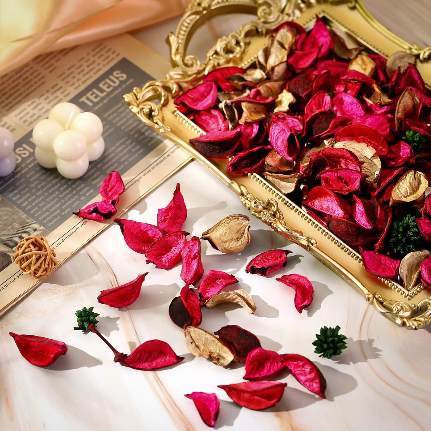 Nuanchu 6 Pcs Rose Red Potpourri Bags Scented Vase Fillers