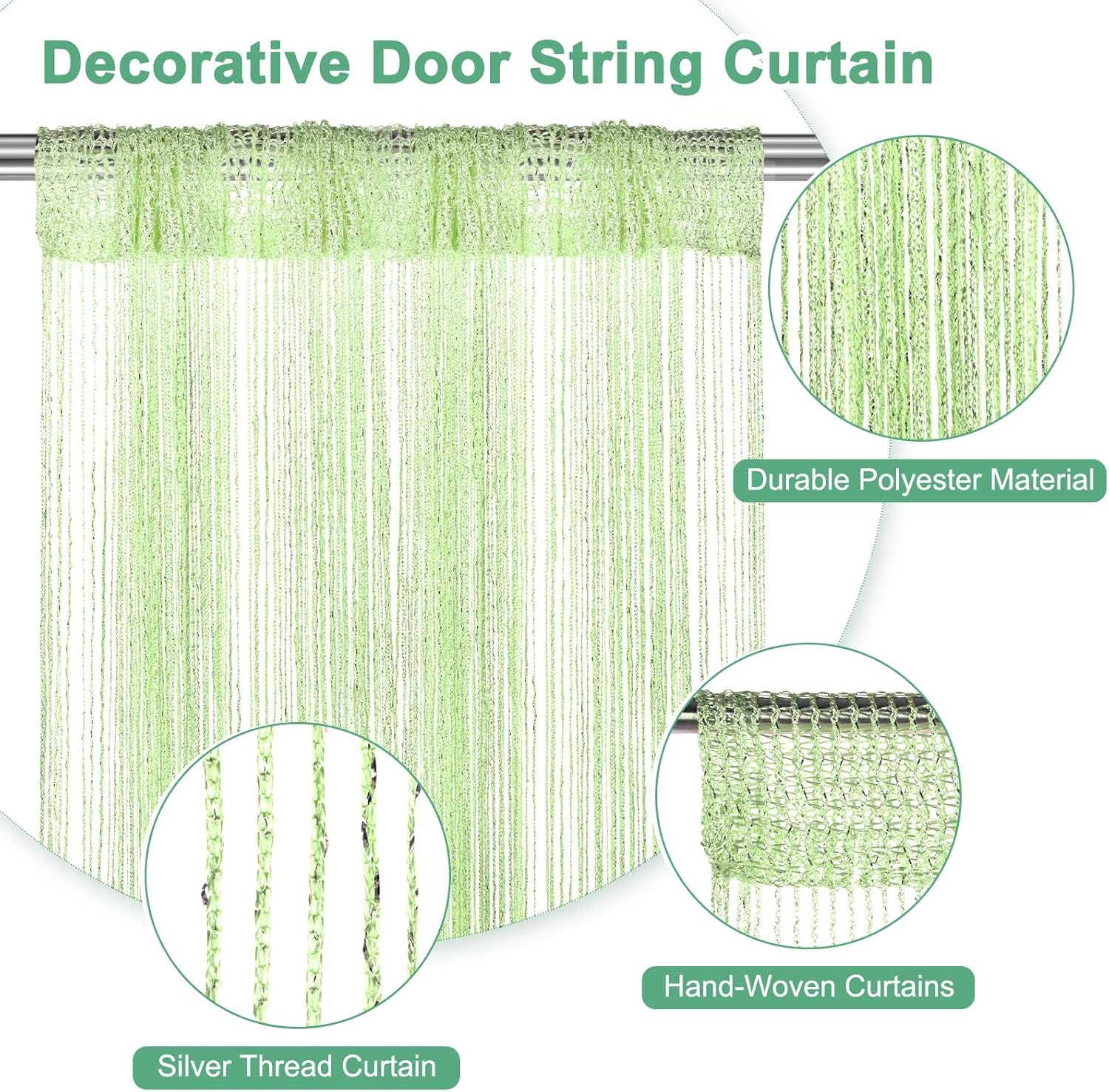 Decorative Door String Curtain with Fringe Design Fruit Green