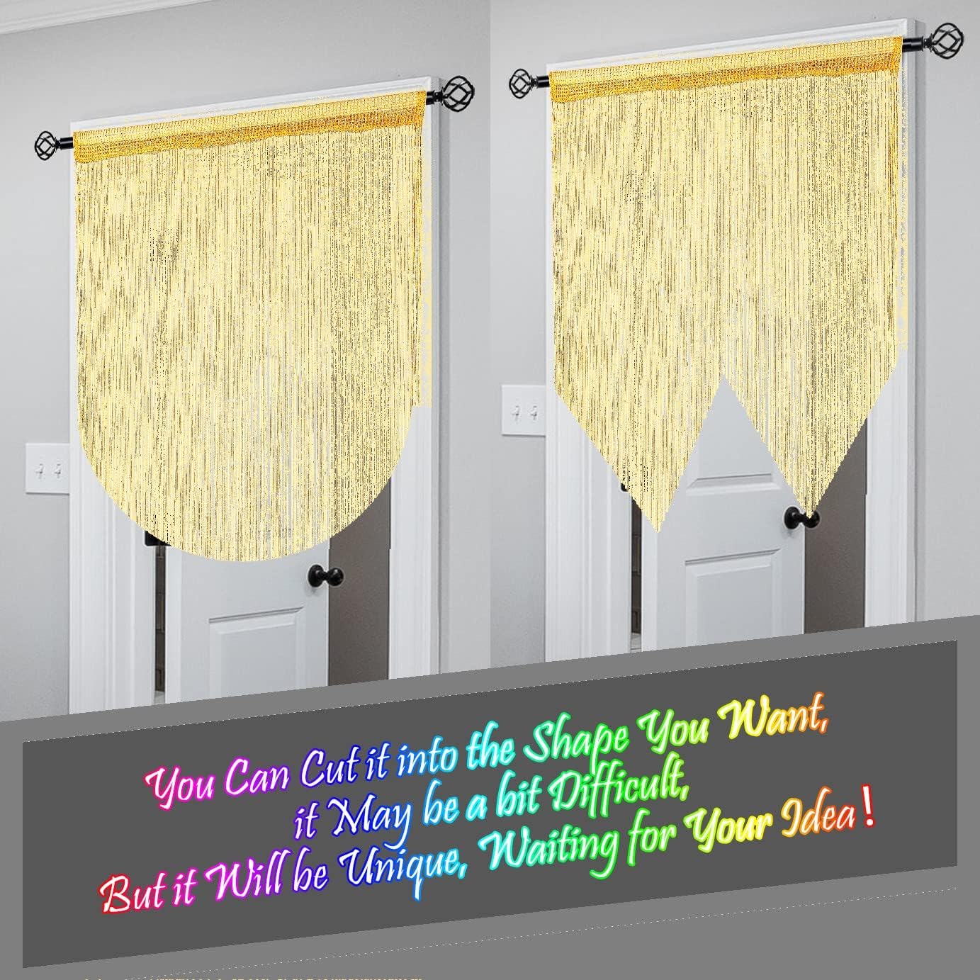 4 Piece Gold Beaded Curtain for Doorway Decor