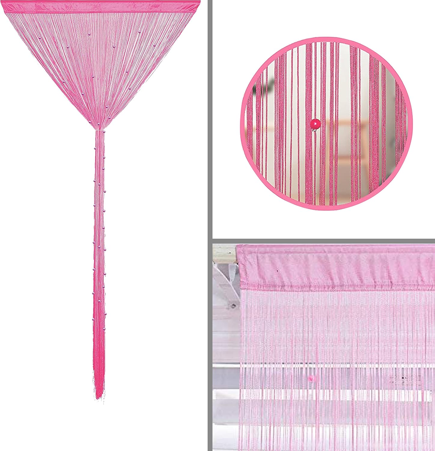 Beaded Curtain Pink 100x200cm for Door Decor