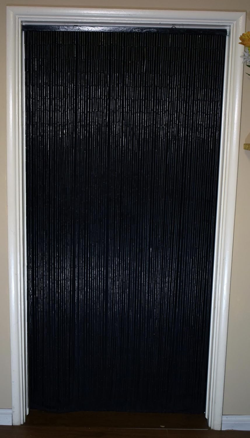 Bamboo Beaded Curtain Black Decor Panel