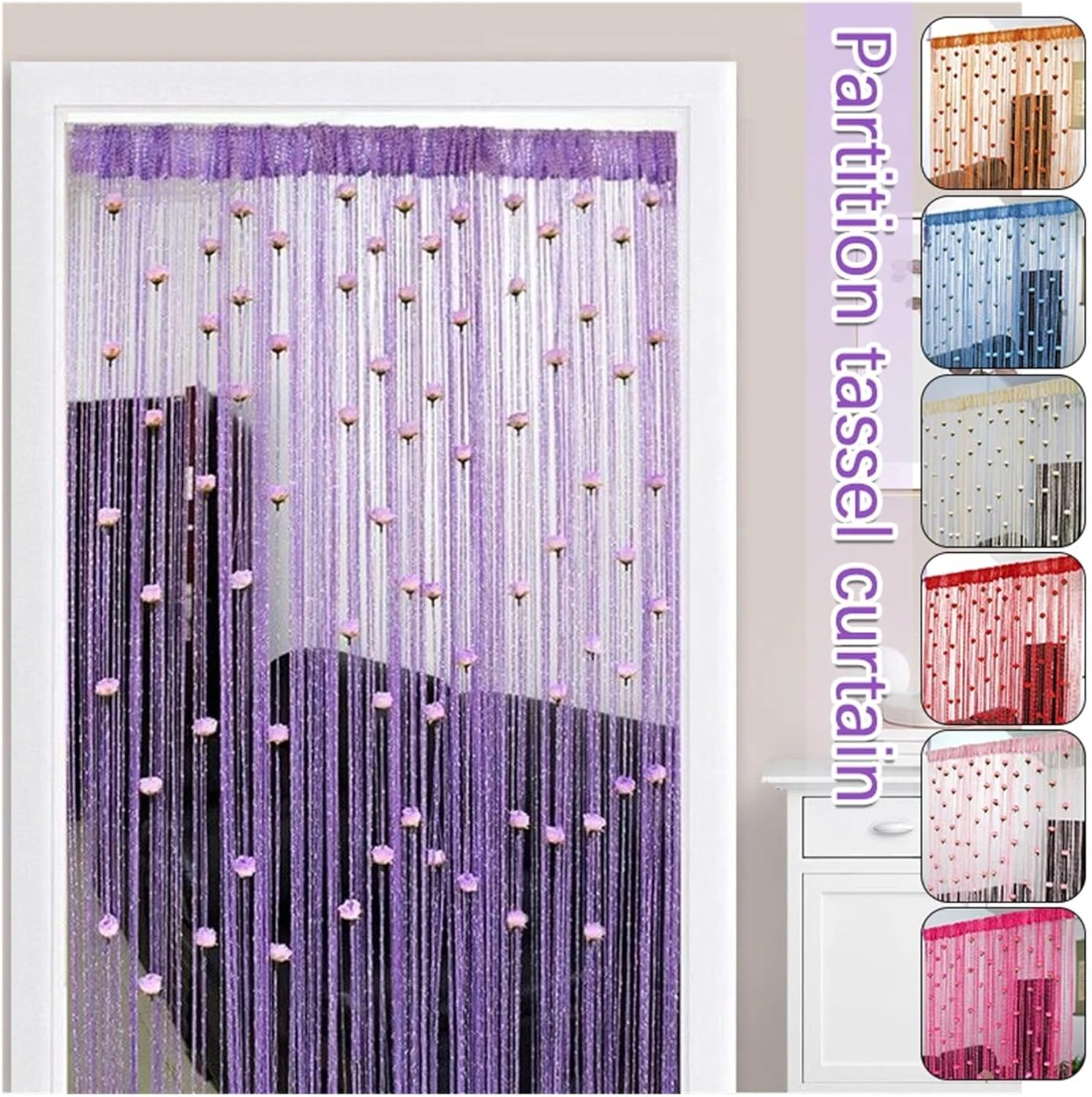 Floral Thread Curtains 100x200cm Decorative Room Divider